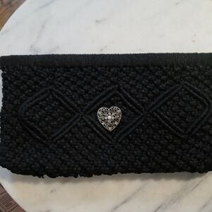 Chic Black Clutch with Heart Accent